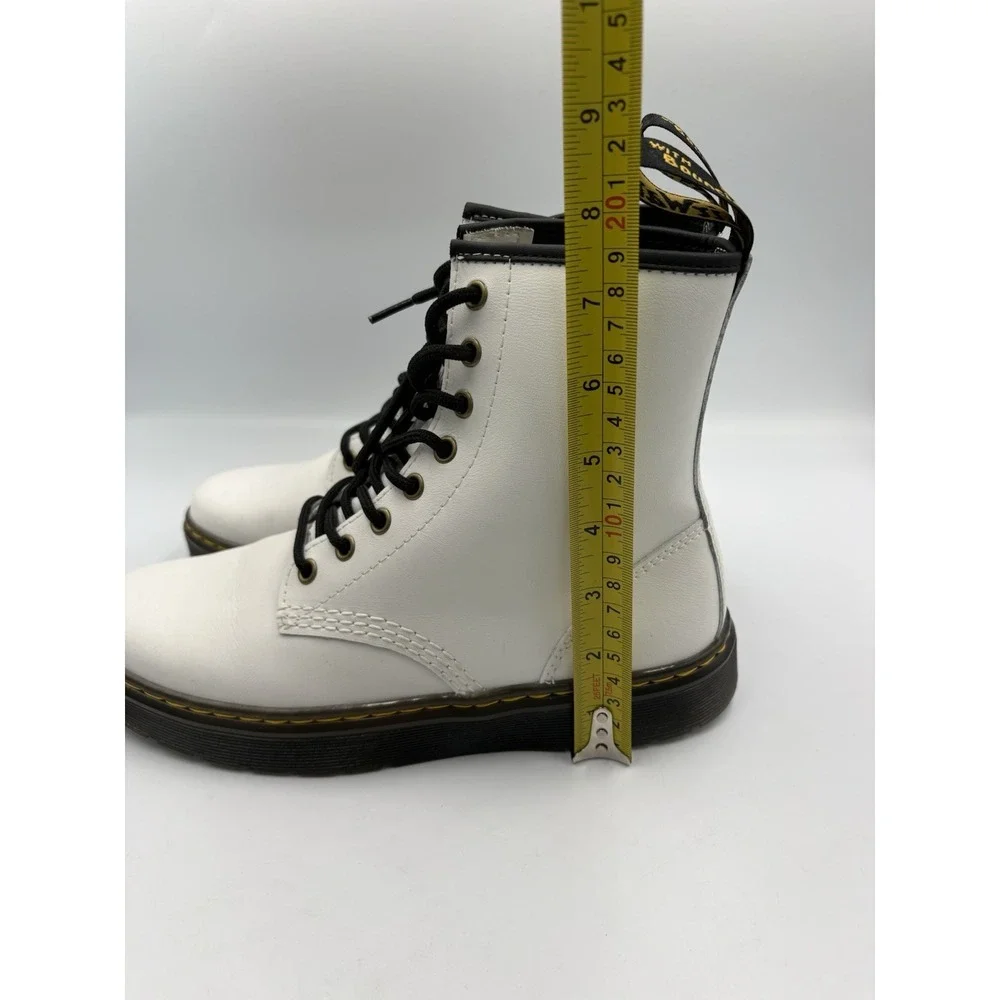 Dr. Martens Patent Leather Combat Lace-Up Ankle Boots White/Black Men 7